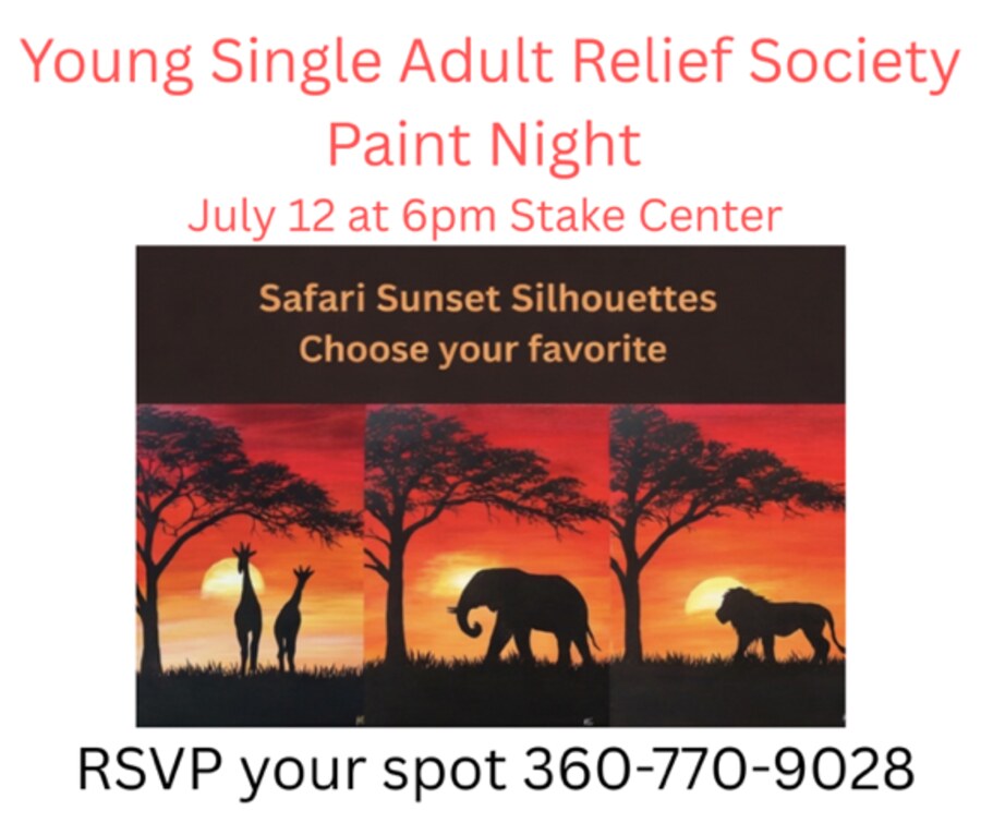Relief Society / YSA Paint Night invitation